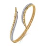 14K White Yellow Gold Bujukan Spike and Diamond Bypass Bangle Bracelet - 0.75 ct