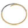 14K White Yellow Gold Bujukan Spike and Diamond Bypass Bangle Bracelet - 0.75 ct