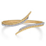 14K White Yellow Gold Bujukan Spike and Diamond Bypass Bangle Bracelet - 0.75 ct