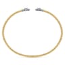14K White Yellow Gold Bujukan Split Cuff Bracelet with Diamond Flowers - 0.25 ct