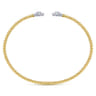 14K White Yellow Gold Bujukan Split Cuff Bracelet with Diamond Flowers - 0.25 ct