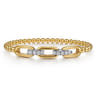 14K White  Yellow Gold Bujukan and Diamond Bangle Bracelet - 0.6 ct