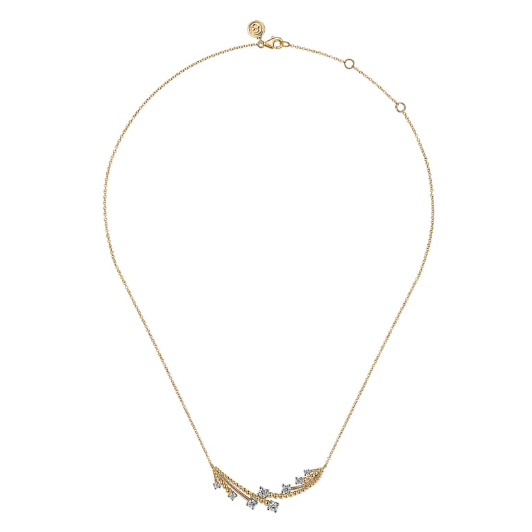 14K White  Yellow Gold Bujukan and Diamond Bar Necklace - 0.5 ct - Shot 2