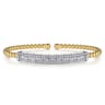 14K White  Yellow Gold Bujukan and Diamond Bar Split Bangle Bracelet - 1 ct