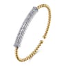 14K White  Yellow Gold Bujukan and Diamond Bar Split Bangle Bracelet - 1 ct