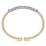 14K White  Yellow Gold Bujukan and Diamond Bar Split Bangle Bracelet - 1 ct