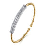 14K White  Yellow Gold Bujukan and Diamond Bar Split Bangle Bracelet - 1 ct