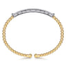 14K White  Yellow Gold Bujukan and Diamond Bar Split Bangle Bracelet - 1 ct