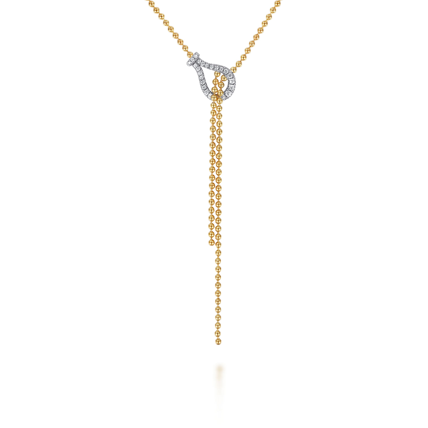 14K White  Yellow Gold Bujukan and Diamond Buckle Y Necklace