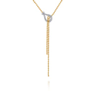 14K White  Yellow Gold Bujukan and Diamond Buckle Y Necklace