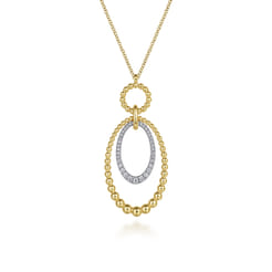 14K White-Yellow Gold Bujukan and Diamond Circle Pendant Necklace