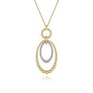 14K White-Yellow Gold Bujukan and Diamond Circle Pendant Necklace