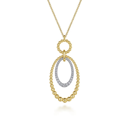 14K White-Yellow Gold Bujukan and Diamond Circle Pendant Necklace