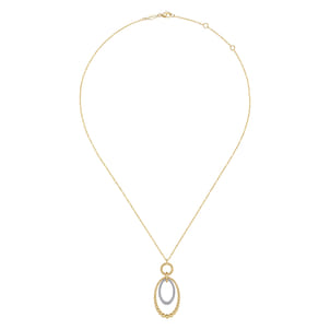 14K White-Yellow Gold Bujukan and Diamond Circle Pendant Necklace