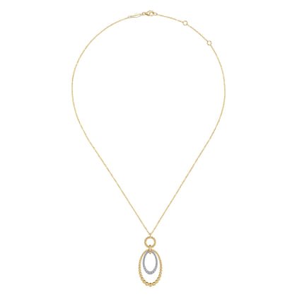 14K White-Yellow Gold Bujukan and Diamond Circle Pendant Necklace
