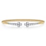 14K White  Yellow Gold Bujukan and Diamond Clover Open Bangle Bracelet - 0.6 ct