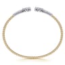 14K White  Yellow Gold Bujukan and Diamond Clover Open Bangle Bracelet - 0.6 ct