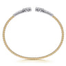 14K White  Yellow Gold Bujukan and Diamond Clover Open Bangle Bracelet - 0.6 ct