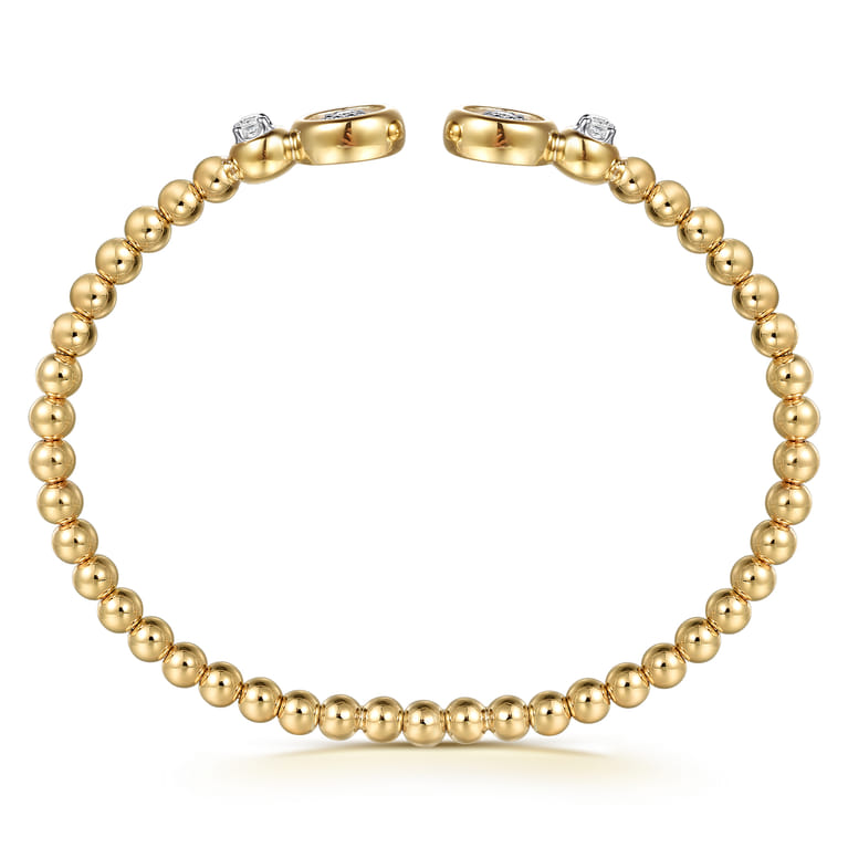 14K White  Yellow Gold Bujukan and Diamond Cluster Bezel Open Bangle Bracelet - 0.5 ct - Shot 3