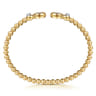 14K White  Yellow Gold Bujukan and Diamond Cluster Bezel Open Bangle Bracelet - 0.5 ct