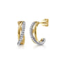 14K White  Yellow Gold Bujukan and Diamond Criss Cross J Hoop Earrings - 0.35 ct