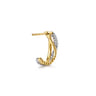 14K White  Yellow Gold Bujukan and Diamond Criss Cross J Hoop Earrings - 0.35 ct