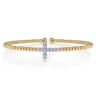 14K White  Yellow Gold Bujukan and Diamond Cross Split Bangle Bracelet - 0.28 ct