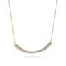 14K White  Yellow Gold Bujukan and Diamond Curved Bar Necklace - 0.5 ct