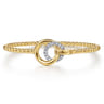 14K White  Yellow Gold Bujukan and Diamond Double Circle Bangle Bracelet - 0.23 ct