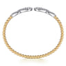 14K White  Yellow Gold Bujukan and Diamond Double Teardrop Open Bangle Bracelet - 0.85 ct