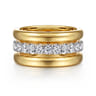 14K White  Yellow Gold Bujukan and Diamond Easy Stackable Ring - 0.75 ct