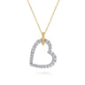 14K White  Yellow Gold Bujukan and Diamond Heart Pendant Necklace - 1 ct