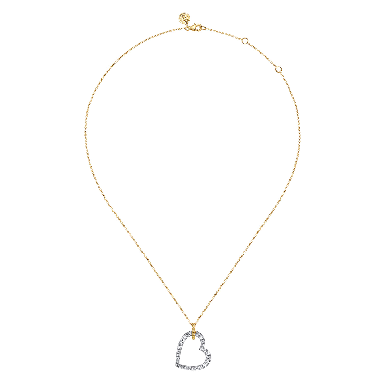 14K White  Yellow Gold Bujukan and Diamond Heart Pendant Necklace - 1 ct - Shot 2