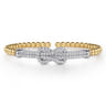 14K White  Yellow Gold Bujukan and Diamond Interlocking Split Bangle Bracelet - 0.95 ct
