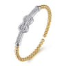 14K White  Yellow Gold Bujukan and Diamond Interlocking Split Bangle Bracelet - 0.95 ct