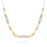 14K White  Yellow Gold Bujukan and Diamond Link Bar Necklace - 0.32 ct