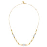 14K White  Yellow Gold Bujukan and Diamond Link Bar Necklace - 0.32 ct