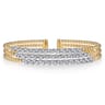 14K White  Yellow Gold Bujukan and Diamond Marquise Multi Row Split Bangle Bracelet - 1.4 ct