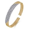 14K White  Yellow Gold Bujukan and Diamond Marquise Multi Row Split Bangle Bracelet - 1.4 ct