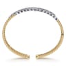 14K White  Yellow Gold Bujukan and Diamond Marquise Multi Row Split Bangle Bracelet - 1.4 ct