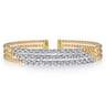 14K White  Yellow Gold Bujukan and Diamond Marquise Multi Row Split Bangle Bracelet - 1.4 ct