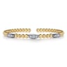 14K White  Yellow Gold Bujukan and Diamond Marquise Station Split Bangle Bracelet - 0.5 ct