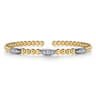 14K White  Yellow Gold Bujukan and Diamond Marquise Station Split Bangle Bracelet - 0.5 ct