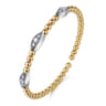 14K White  Yellow Gold Bujukan and Diamond Marquise Station Split Bangle Bracelet - 0.5 ct