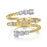 14K White Yellow Gold Bujukan and Diamond Open Bypass Wrap Ring - 0.35 ct