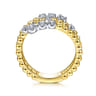 14K White Yellow Gold Bujukan and Diamond Open Bypass Wrap Ring - 0.35 ct