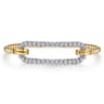 14K White  Yellow Gold Bujukan and Diamond Oval Link Bangle Bracelet - 1 ct