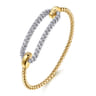 14K White  Yellow Gold Bujukan and Diamond Oval Link Bangle Bracelet - 1 ct