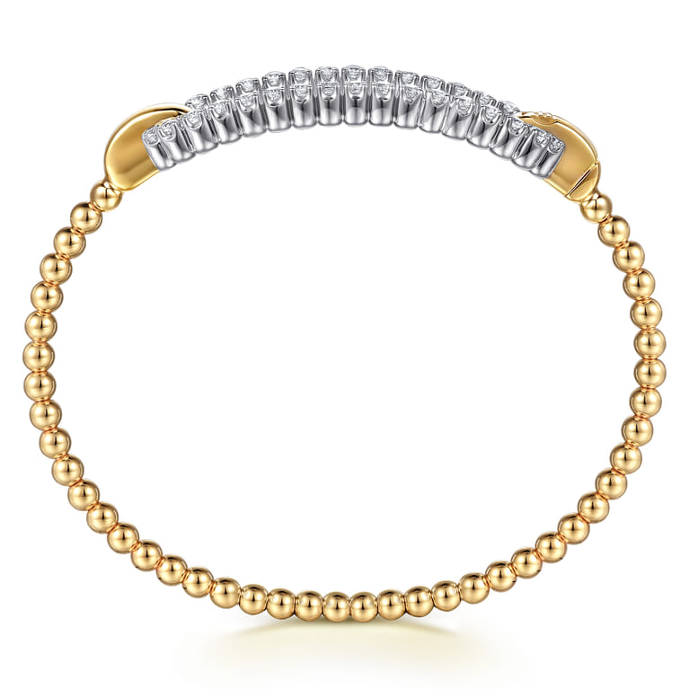14K White  Yellow Gold Bujukan and Diamond Oval Link Bangle Bracelet - 1 ct - Shot 3