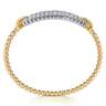 14K White  Yellow Gold Bujukan and Diamond Oval Link Bangle Bracelet - 1 ct